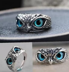 SILVER PLATED OWL RING - ADJUSTABLE SIZE