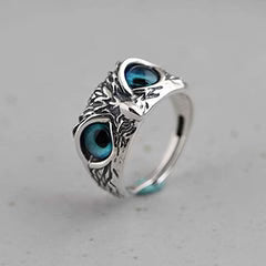 SILVER PLATED OWL RING - ADJUSTABLE SIZE