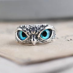 SILVER PLATED OWL RING - ADJUSTABLE SIZE